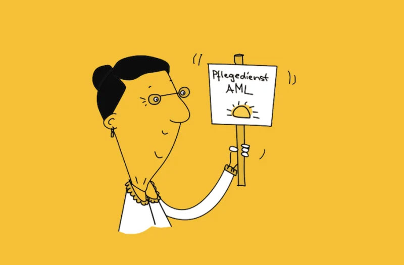 Eine Illustration einer Frau, die ein Schild mit der Aufschrift